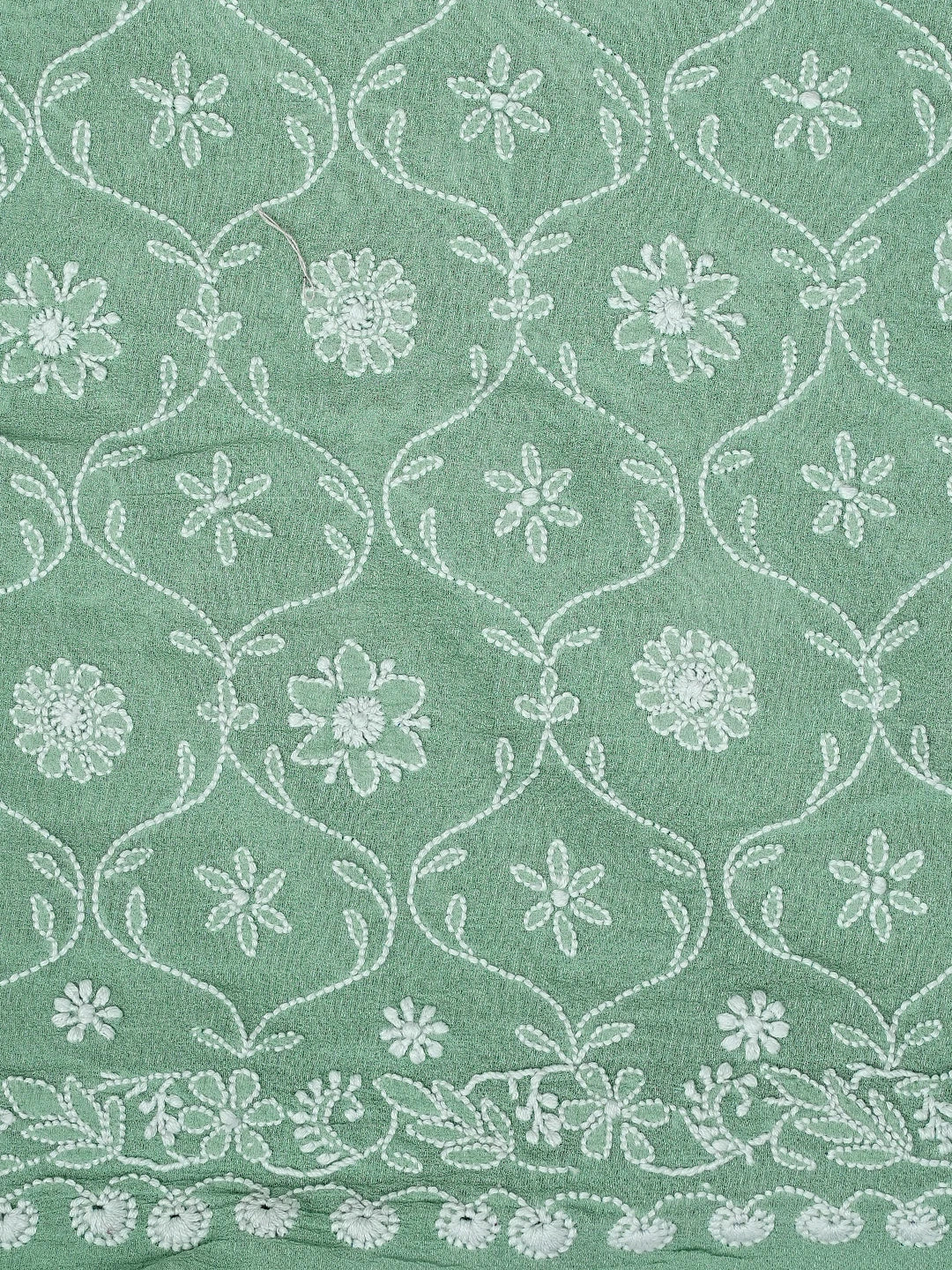 Ada Hand Embroidered Sea Green Pure Georgette Lucknowi Chikankari Unstitched Kurta Dupatta Set 01A954964