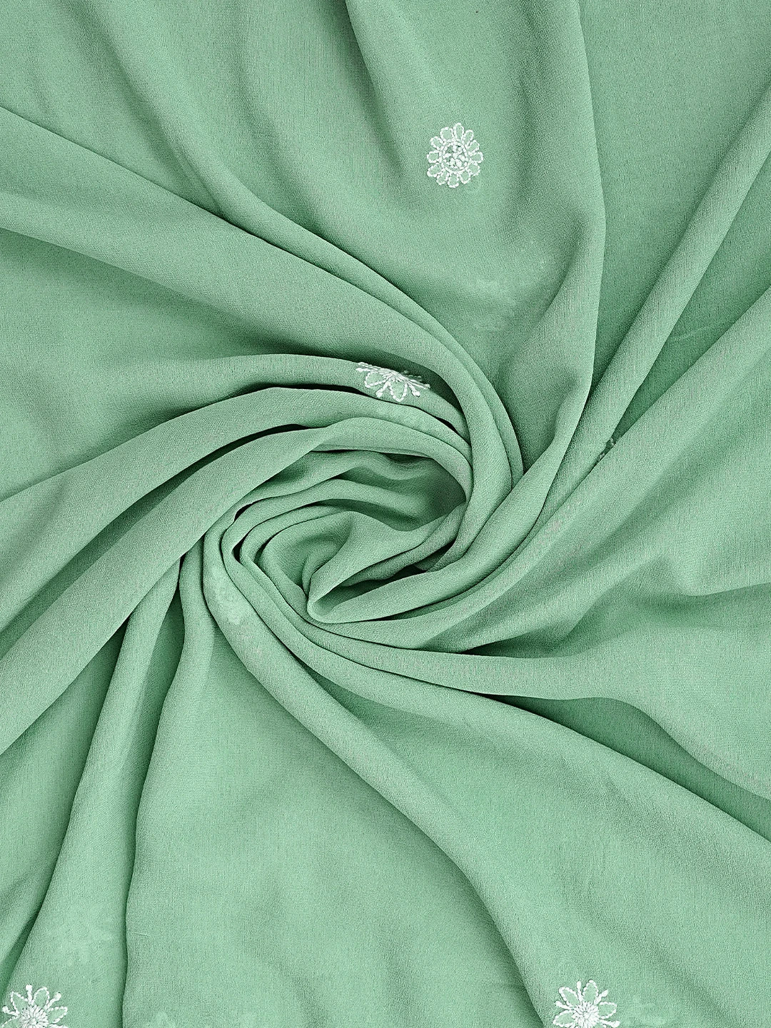 Ada Hand Embroidered Sea Green Pure Georgette Lucknowi Chikankari Unstitched Kurta Dupatta Set 01A954964