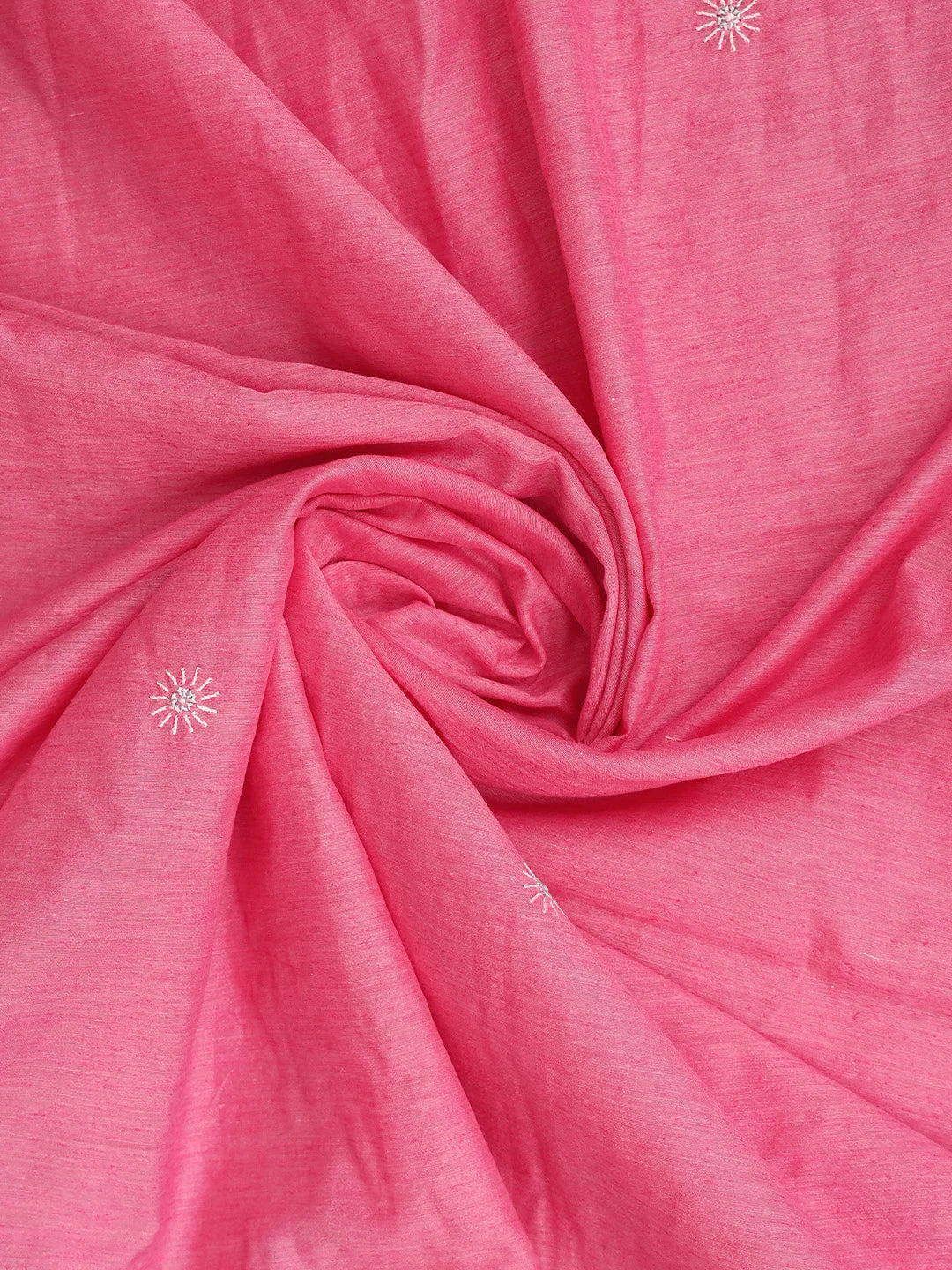 Ada Hand Embroidered Punch Pink Chanderi Lucknowi Chikankari Semi Stitched Kurta Dupatta Set 01A932559