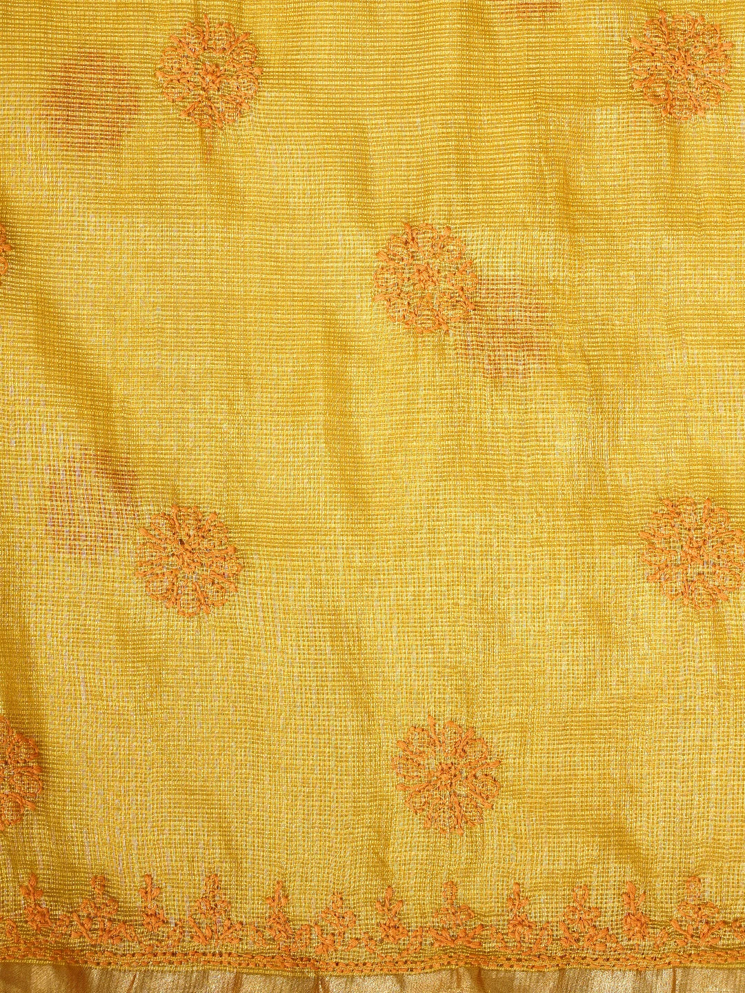 Ada Hand Embroidered Mehandi Green Kota Tissue Lucknowi Chikankari Unstitched Kurta Dupatta Set 01A802333