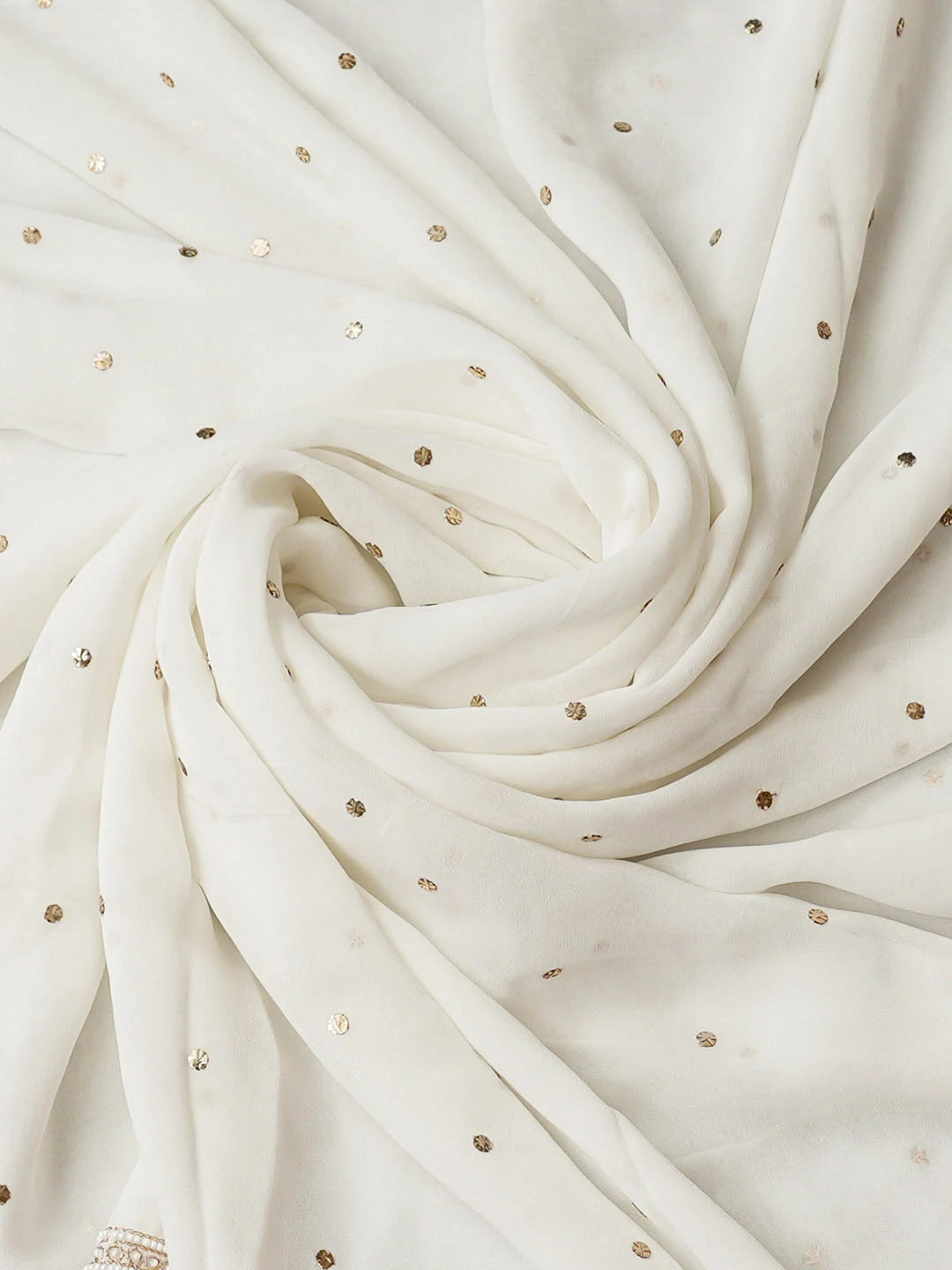 Ada Hand Embroidered White Viscose Georgette Unstitched Kurta Dupatta Set With Muqaish/Mukaish Work 01A957861