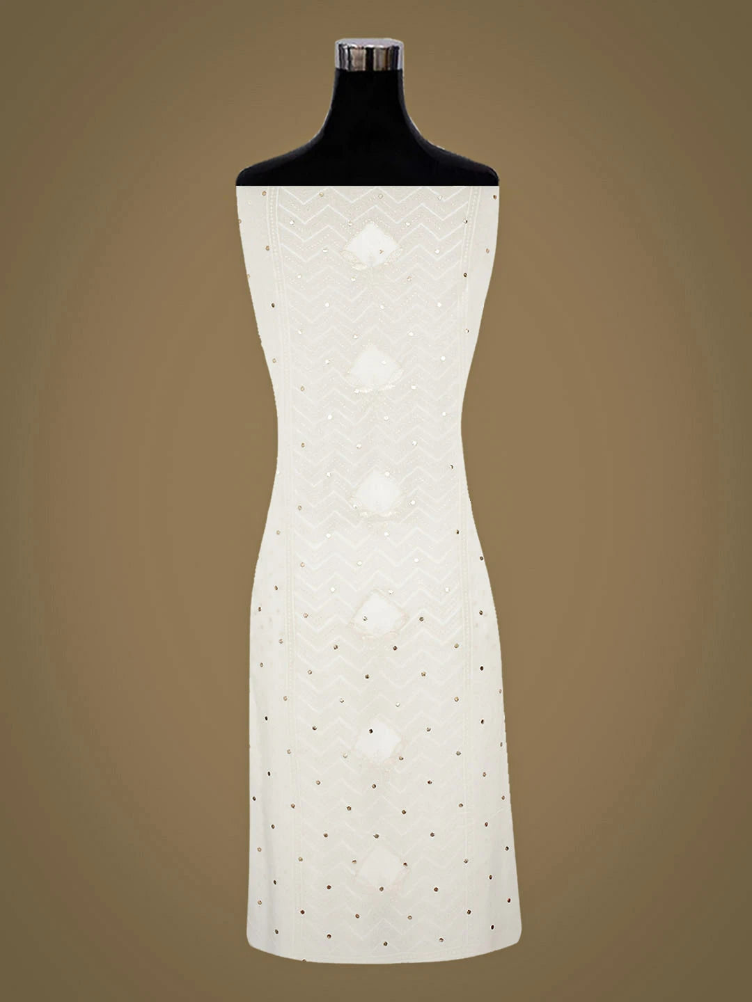 Ada Hand Embroidered White Viscose Georgette Unstitched Kurta Dupatta Set With Muqaish/Mukaish Work 01A957861