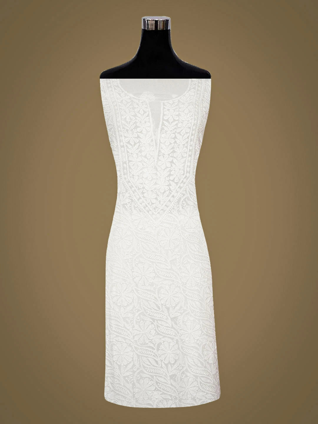 Ada Hand Embroidered White Viscose Georgette Lucknowi Chikankari Unstitched Kurta Dupatta Set With Cutdana Work 01A962451