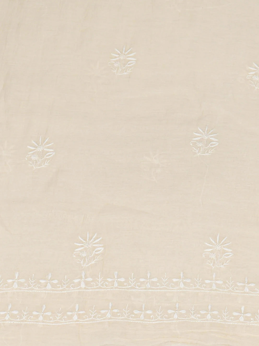 Ada Hand Embroidered Beige Chanderi Lucknowi Chikankari Unstitched Kurta Dupatta Set 01A972862