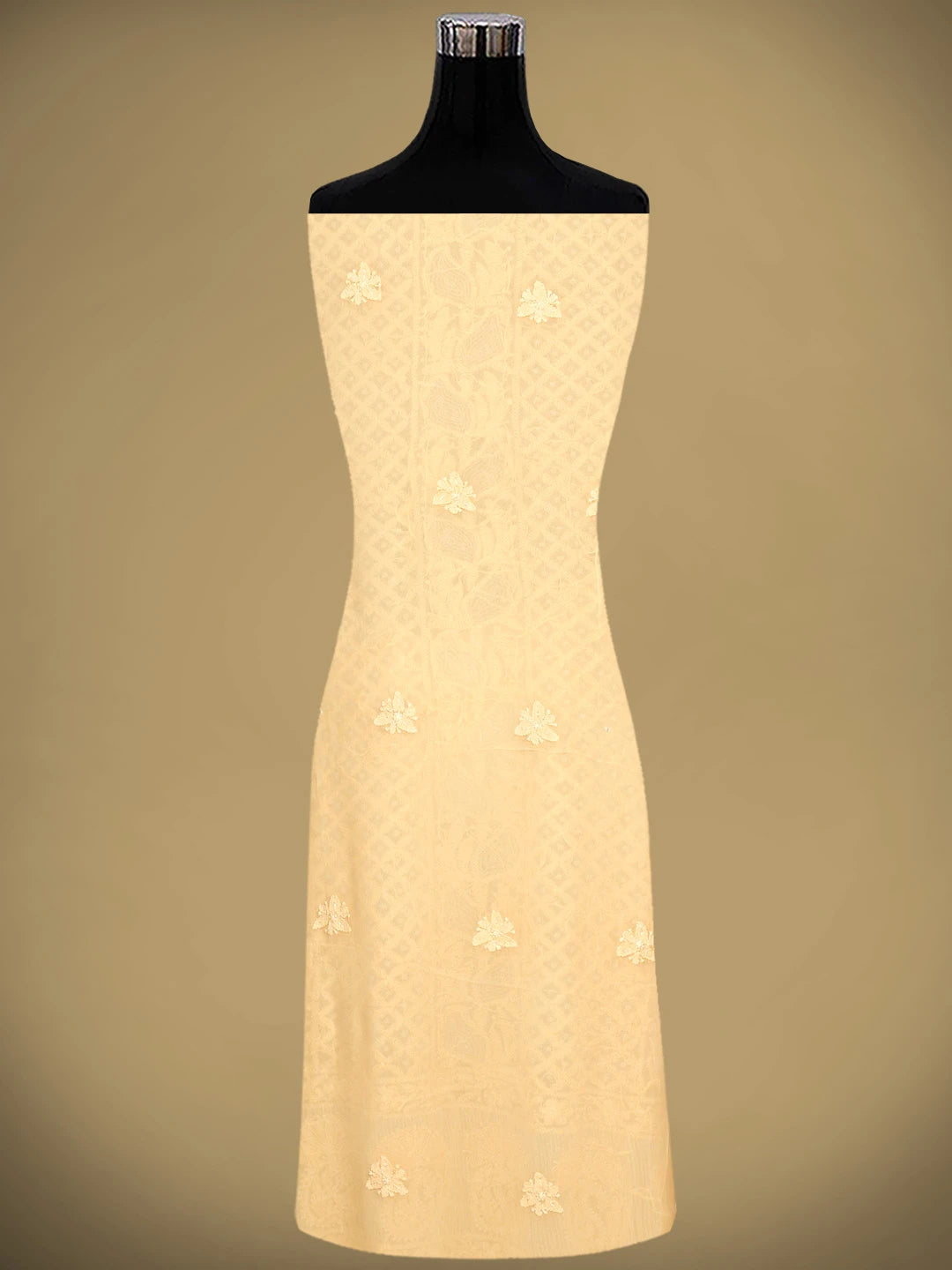Ada Hand Embroidered Light Peach Viscose Georgette Lucknowi Chikankari Unstitched Kurta Dupatta Set With Cutdana Work 01A957790