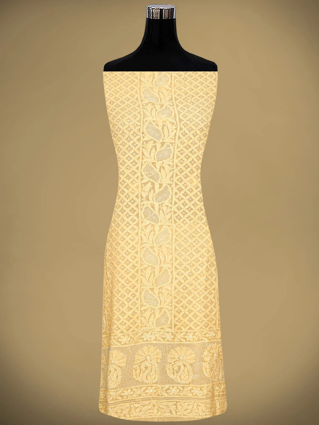 Ada Hand Embroidered Light Peach Viscose Georgette Lucknowi Chikankari Unstitched Kurta Dupatta Set With Cutdana Work 01A957790