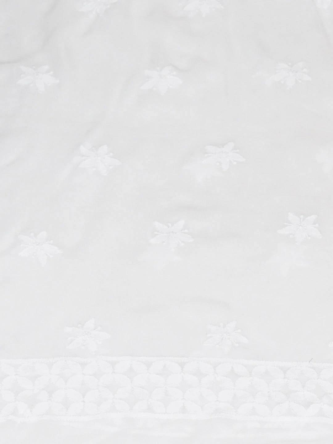 Ada Hand Embroidered White Viscose Georgette Lucknowi Chikankari Unstitched Kurta Dupatta Set 01A970864