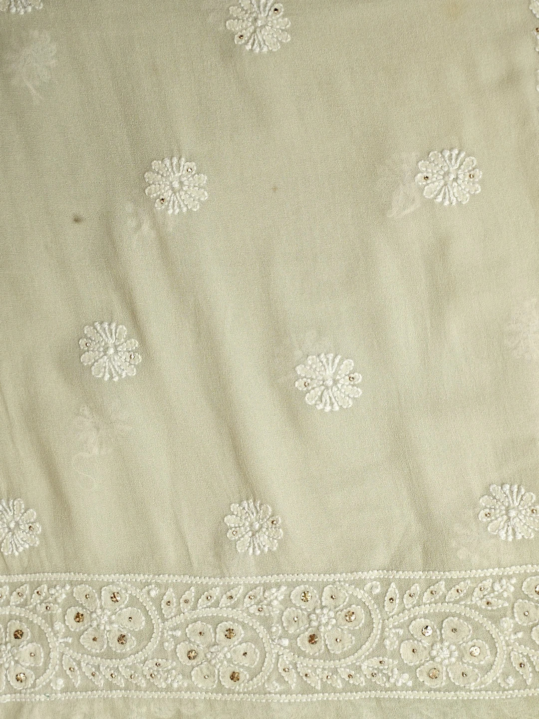 Ada Hand Embroidered Light Pista Green Pure Georgette Lucknowi Chikankari Unstitched Kurta Dupatta Set With Mukaish Work 01A846077
