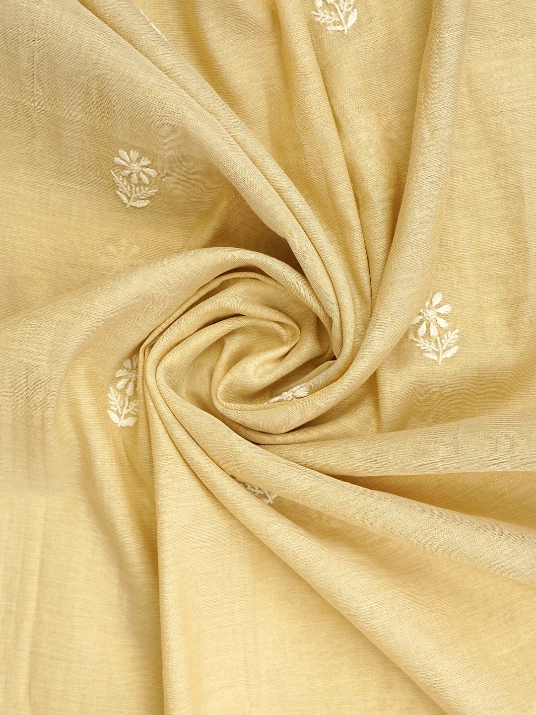 Ada Hand Embroidered Fawn Tissue Lucknowi Chikankari Unstitched Kurta Dupatta Set 01A912334