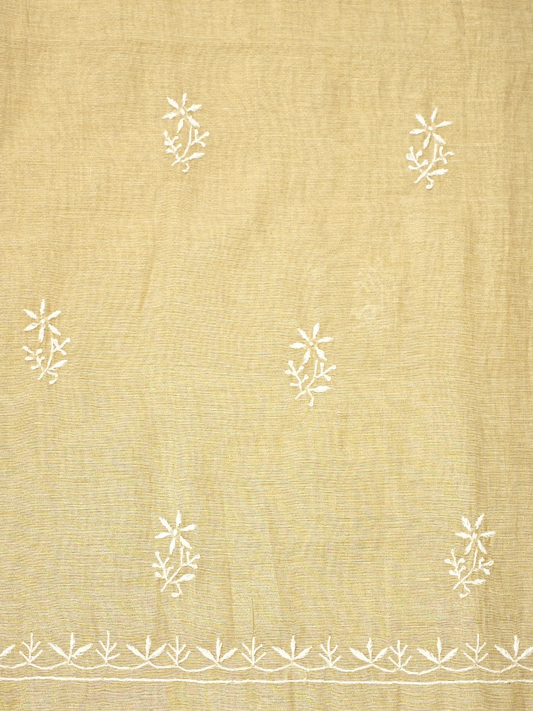 Ada Hand Embroidered Fawn Tissue Lucknowi Chikankari Unstitched Kurta Dupatta Set 01A912334