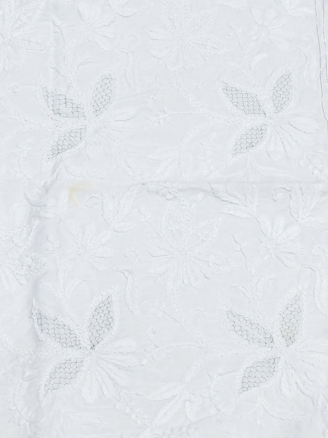 Ada Hand Embroidered White Cotton Lucknowi Chikankari Cushion Cover with Zari Taar Work 01A573358
