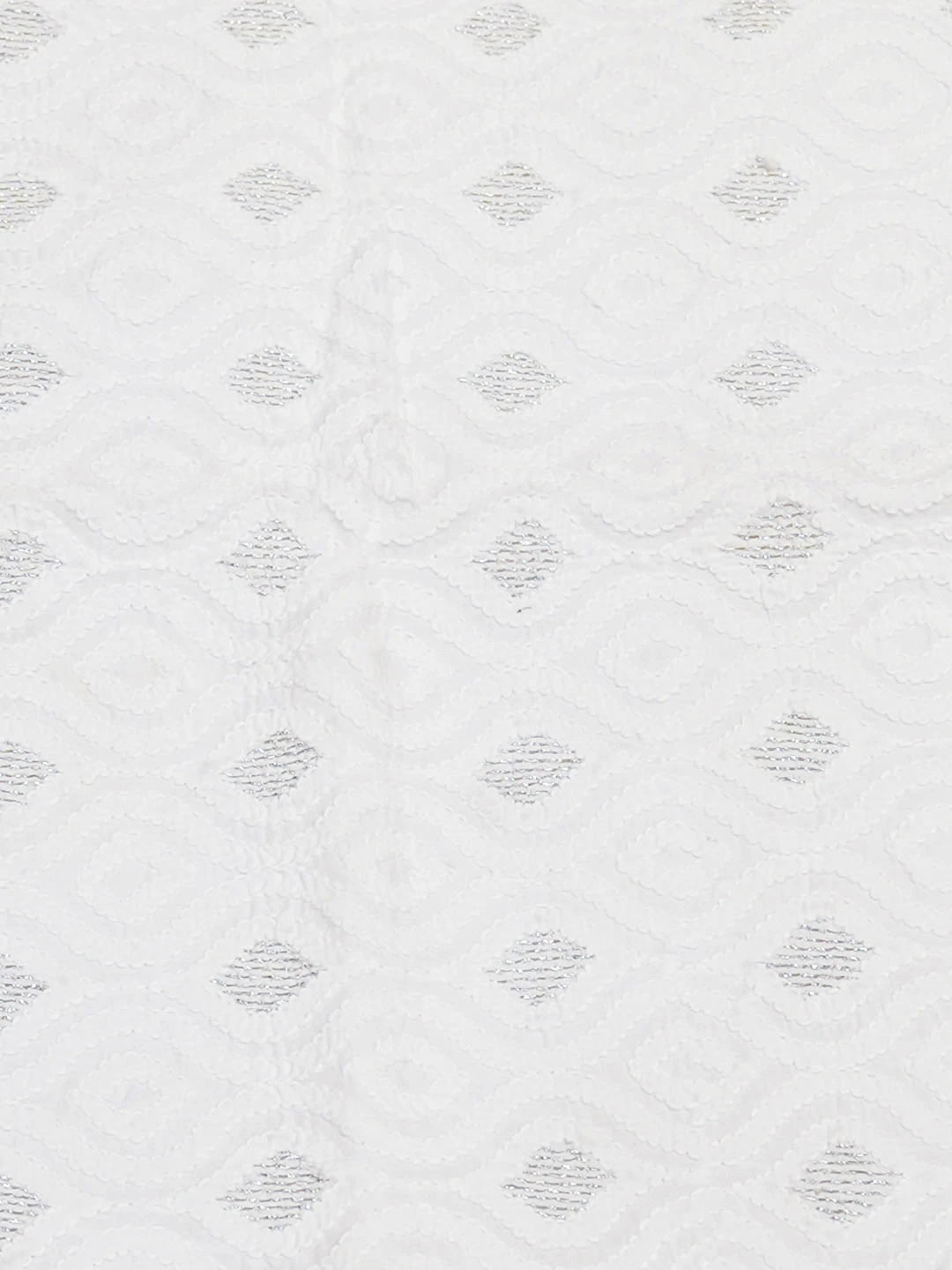 Ada Hand Embroidered White Cotton Lucknowi Chikankari Cushion Cover with Zari Taar Work 01A527359