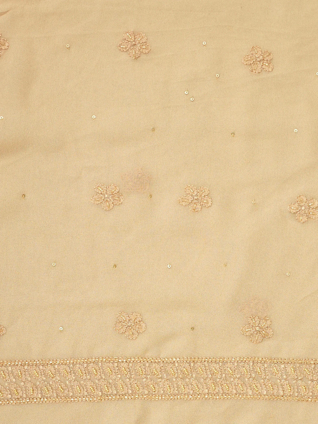 Ada Hand Embroidered Fawn Viscose Georgette Lucknowi Chikankari Unstitched Kurta Dupatta Set With Pearl Work 01A792768
