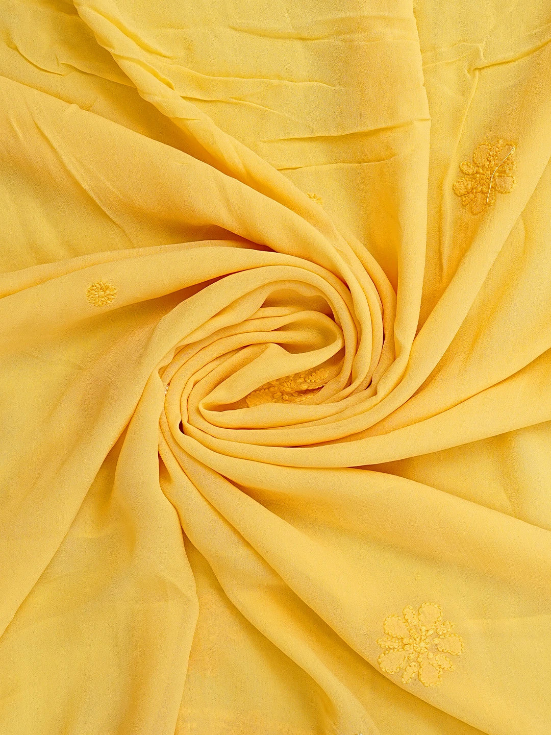 Ada Hand Embroidered Yellow Viscose Georgette Lucknowi Chikankari Unstitched Kurta Dupatta Set With Zari Work 01A962562