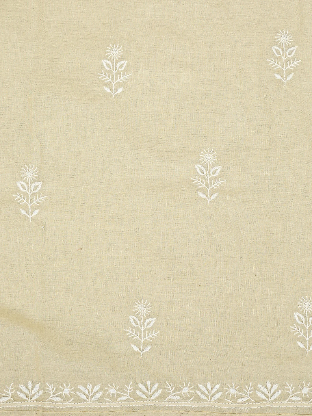 Ada Hand Embroidered Fawn Cotton Lucknowi Chikankari Unstitched Suit Piece 01A773779