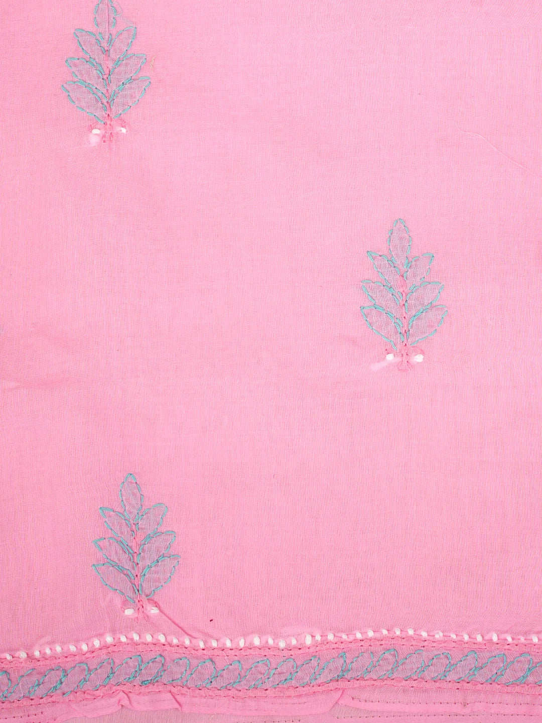 Ada Hand Embroidered Pink Cotton Lucknowi Chikankari Unstitched Suit Piece 01A879320