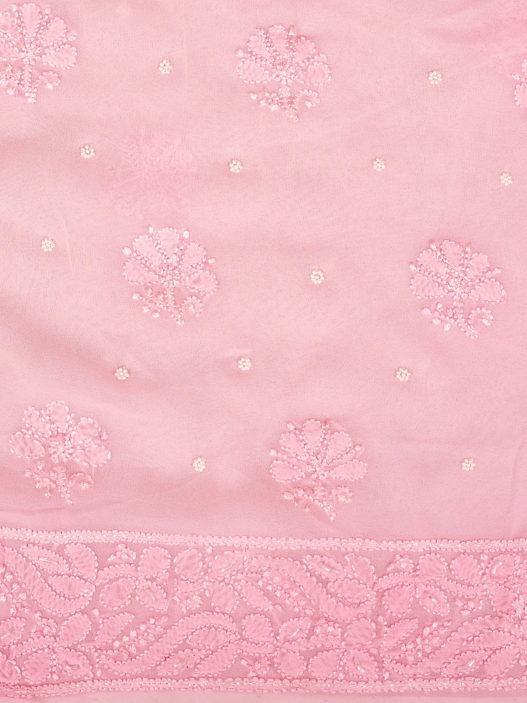Ada Hand Embroidered Pink Viscose Georgette Lucknowi Chikankari Unstitched Kurta Dupatta Set With Cutdana Work 01A962641