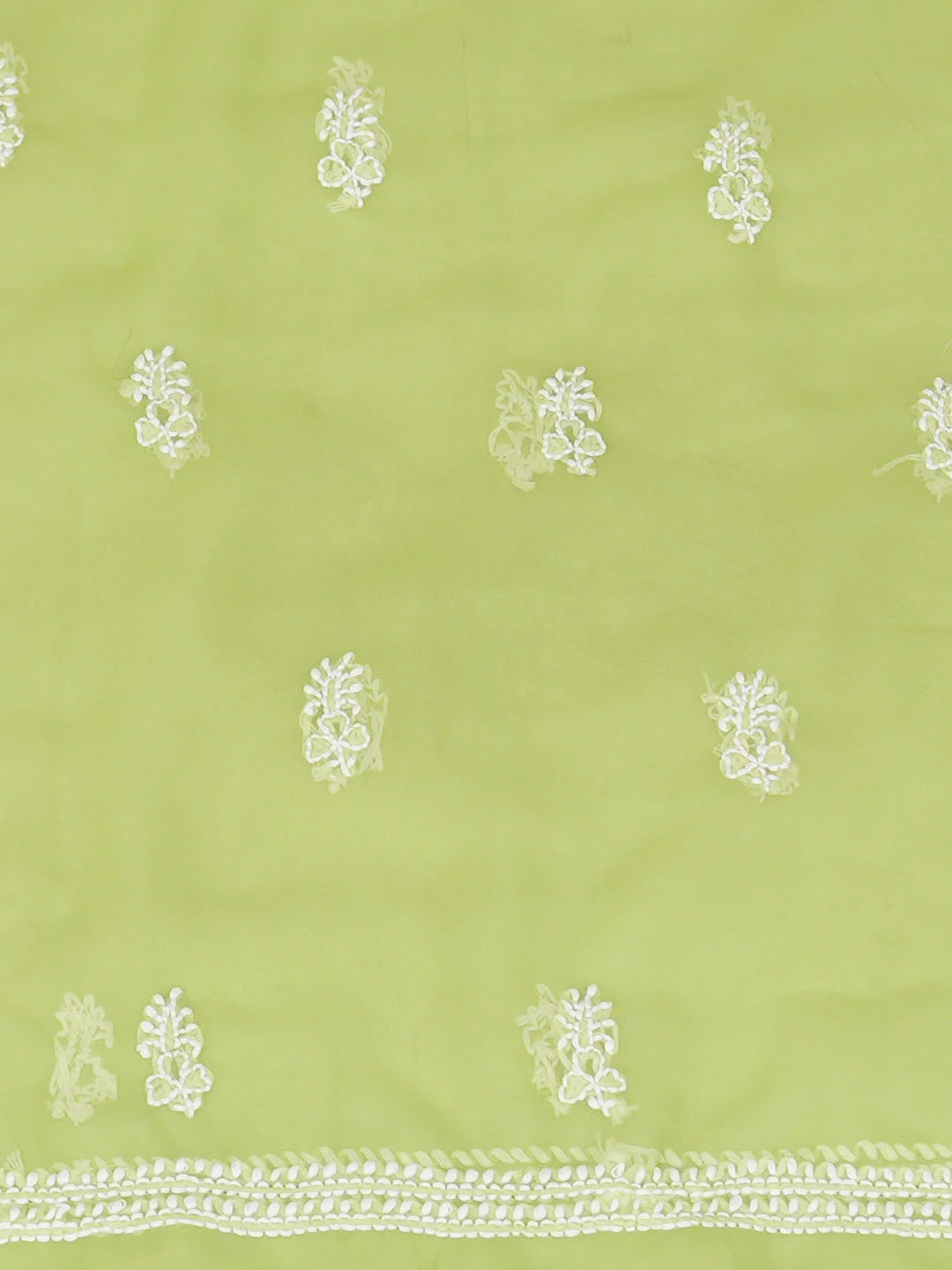 Ada Hand Embroidered Lime Green Faux Georgette Lucknowi Chikankari Unstitched Suit Piece 01A917956