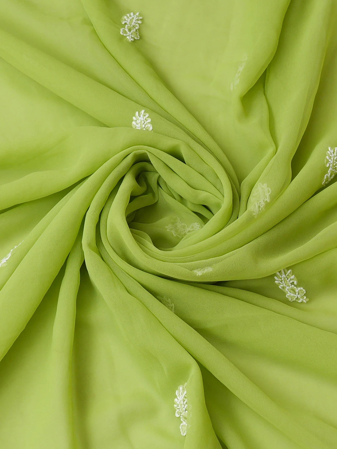 Ada Hand Embroidered Lime Green Faux Georgette Lucknowi Chikankari Unstitched Suit Piece 01A917956