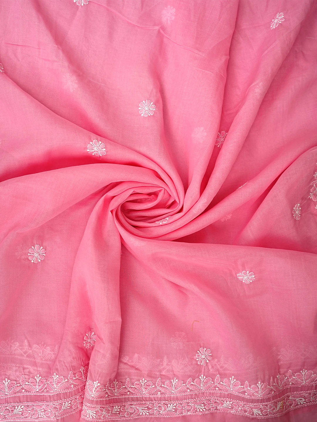 Ada Hand Embroidered Rose Pink Cotton Lucknowi Chikankari Unstitched Suit Piece 01A896027