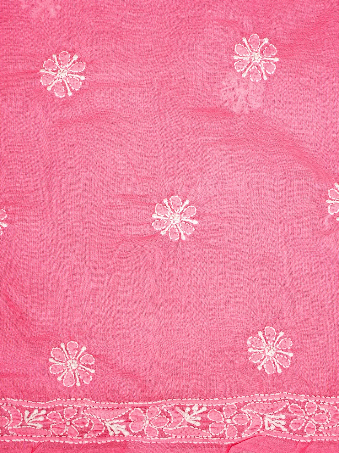 Ada Hand Embroidered Rose Pink Cotton Lucknowi Chikankari Unstitched Suit Piece 01A896027