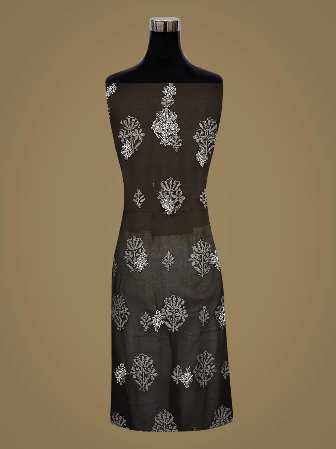 Ada Hand Embroidered Black Faux Georgette Lucknowi Chikankari Unstitched Suit Piece 01A548678