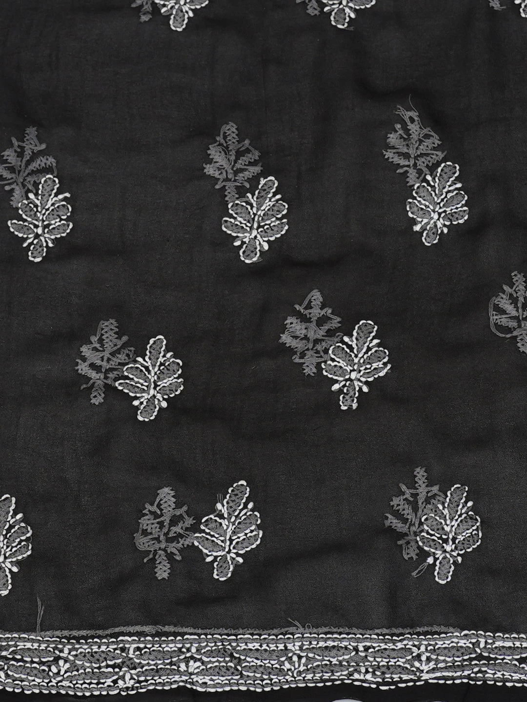 Ada Hand Embroidered Black Faux Georgette Lucknowi Chikankari Unstitched Suit Piece 01A548678