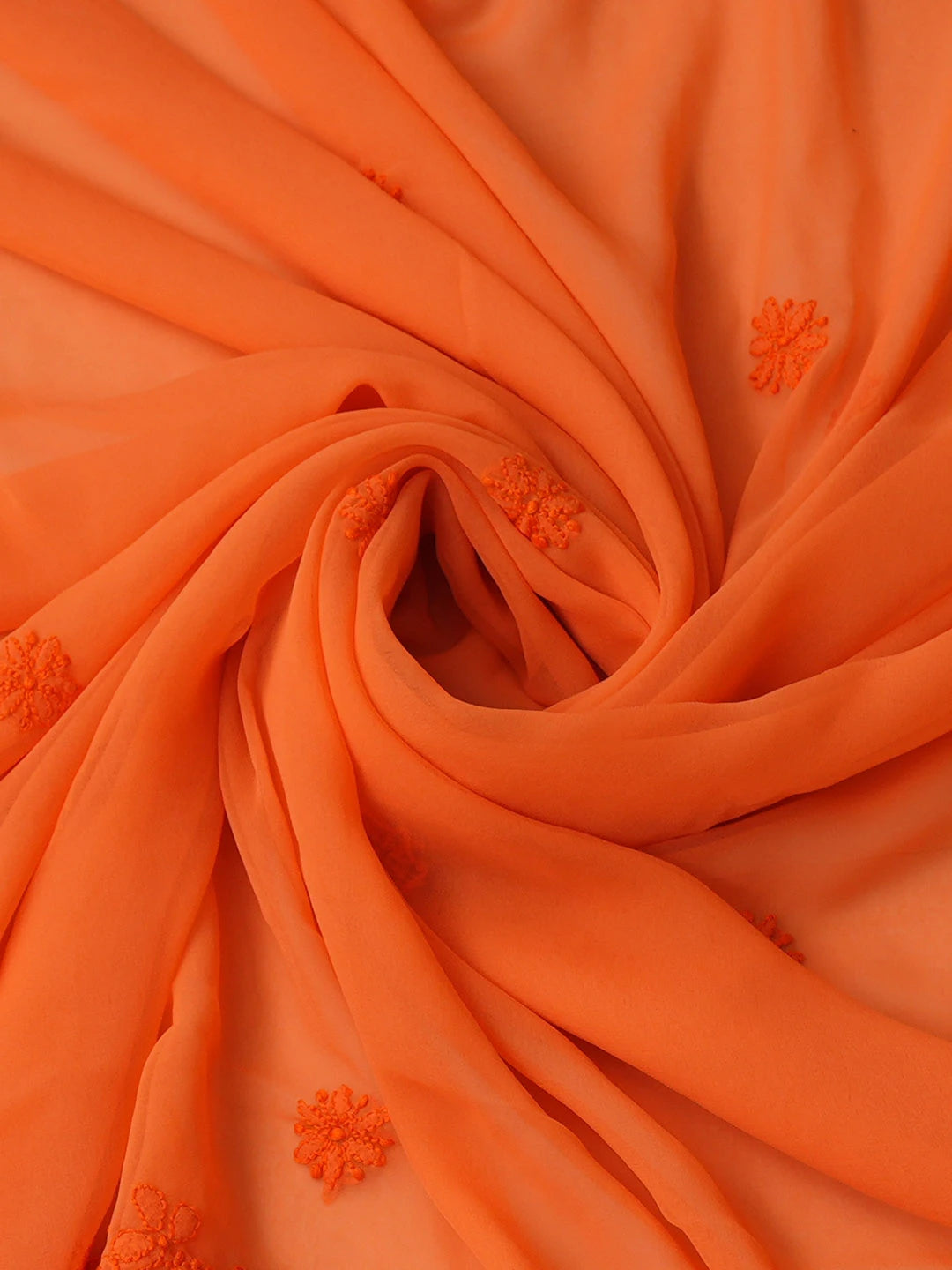 Ada Hand Embroidered Orange Faux Georgette Lucknowi Chikankari Unstitched Suit Piece 01A966622