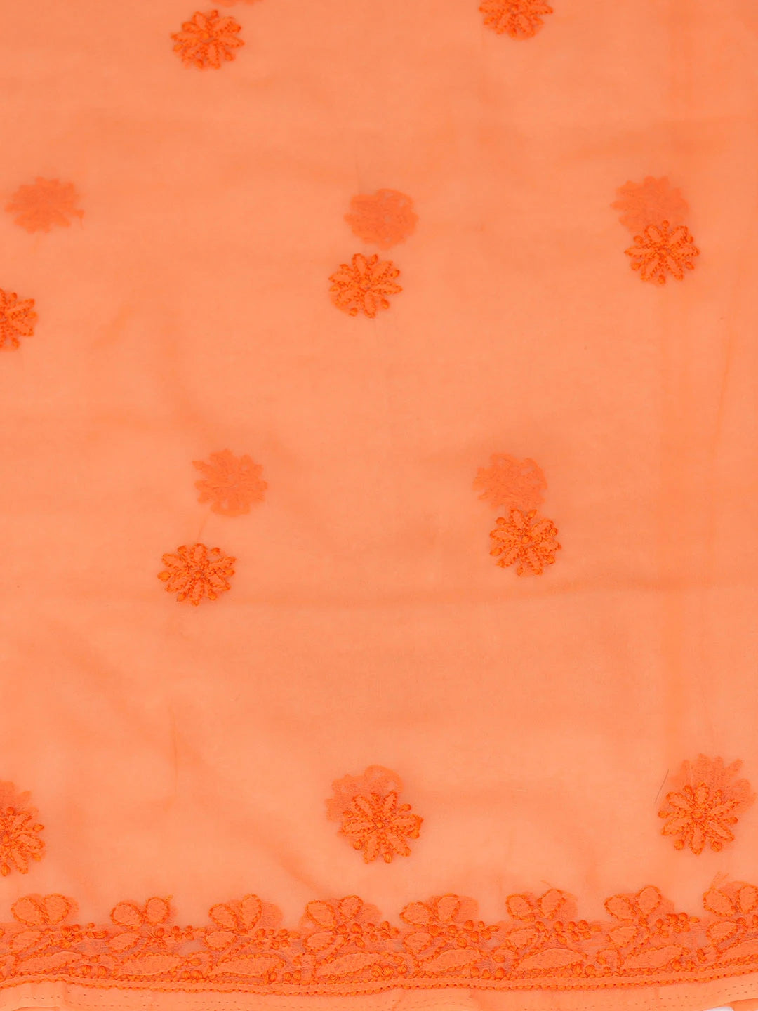 Ada Hand Embroidered Orange Faux Georgette Lucknowi Chikankari Unstitched Suit Piece 01A966622