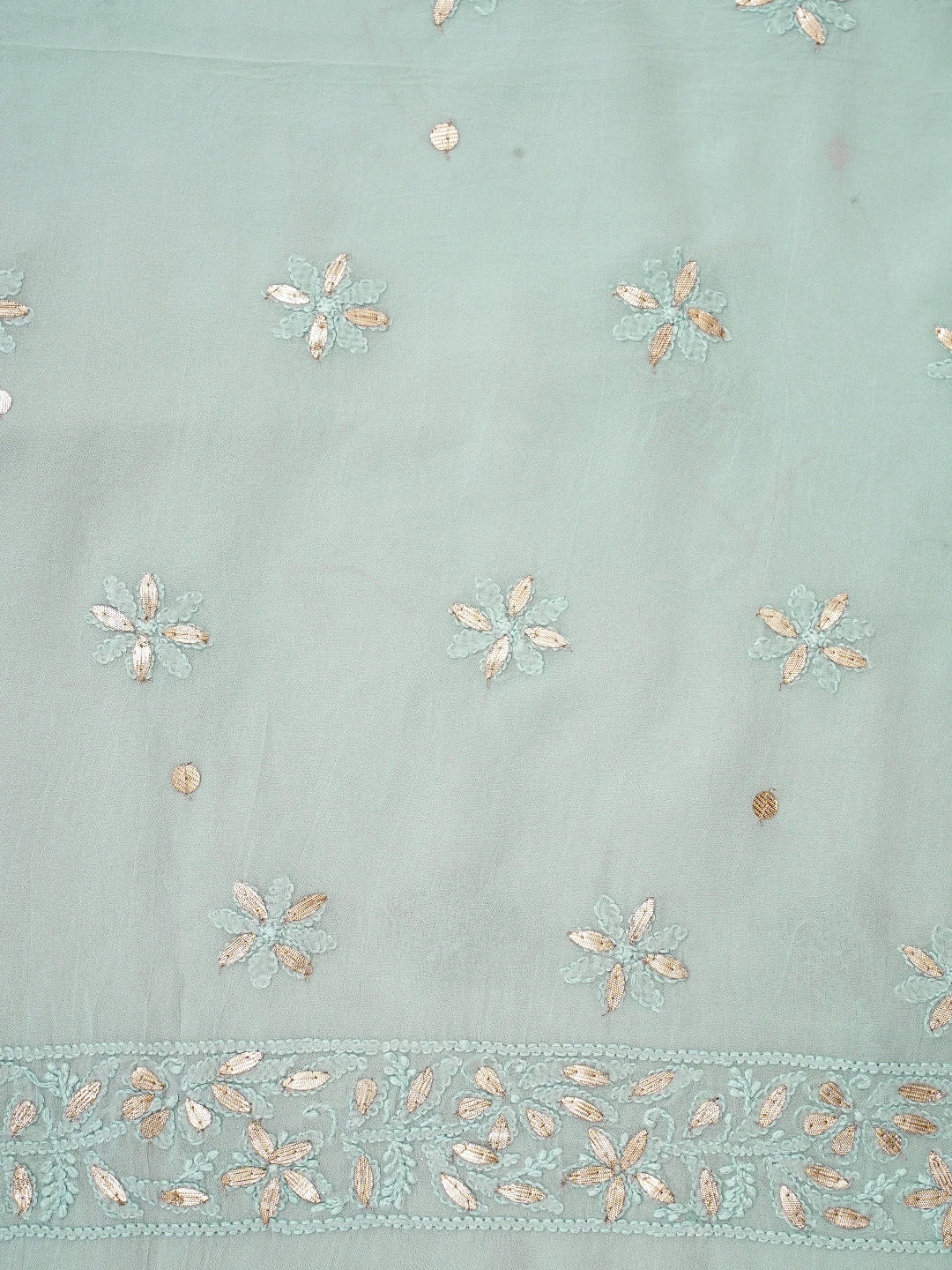 Ada Hand Embroidered Grey Viscose Georgette Lucknowi Chikankari Unstitched Kurta Dupatta Set With Gota Patti Work 01A951208