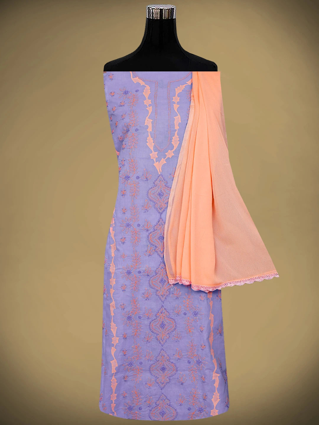 Ada Hand Embroidered Mauve Cotton Lucknowi Chikankari Unstitched Suit Piece 01A966799