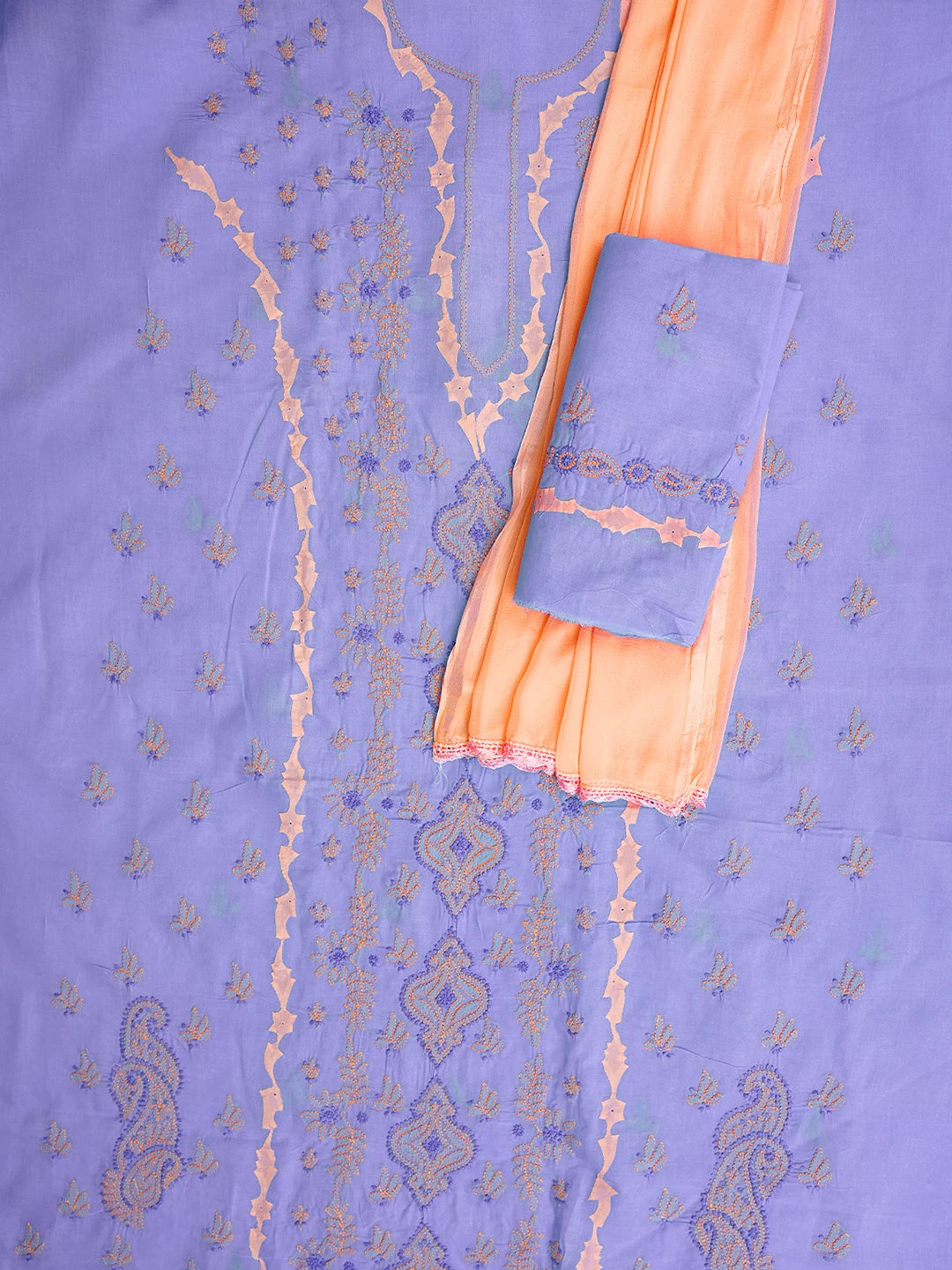 Ada Hand Embroidered Mauve Cotton Lucknowi Chikankari Unstitched Suit Piece 01A966799
