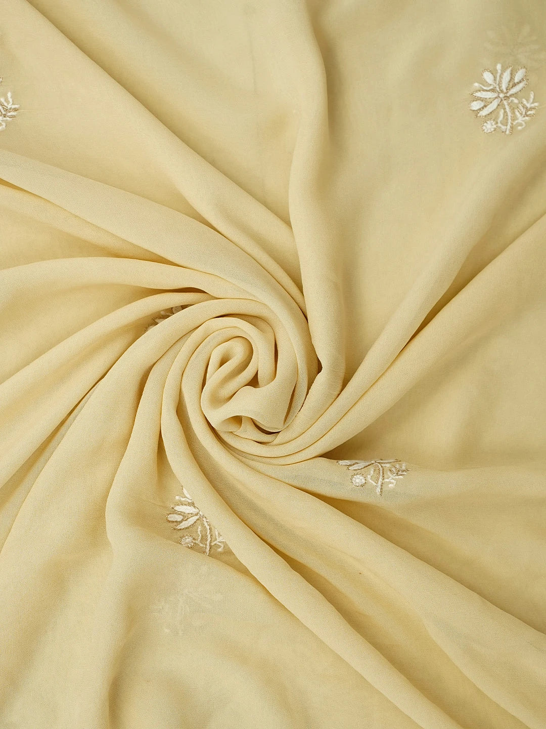 Ada Hand Embroidered Beige Pure Georgette Lucknowi Chikankari Unstitched Kurta Dupatta Set With Sequinned Work 01A792190