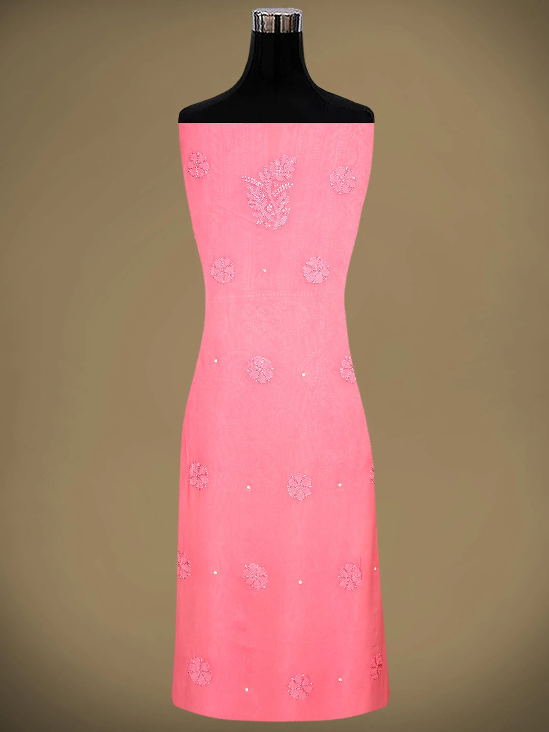 Ada Hand Embroidered Pink Viscose Georgette Lucknowi Chikankari Unstitched Kurta Dupatta Set With Cutdana Work 01A809974