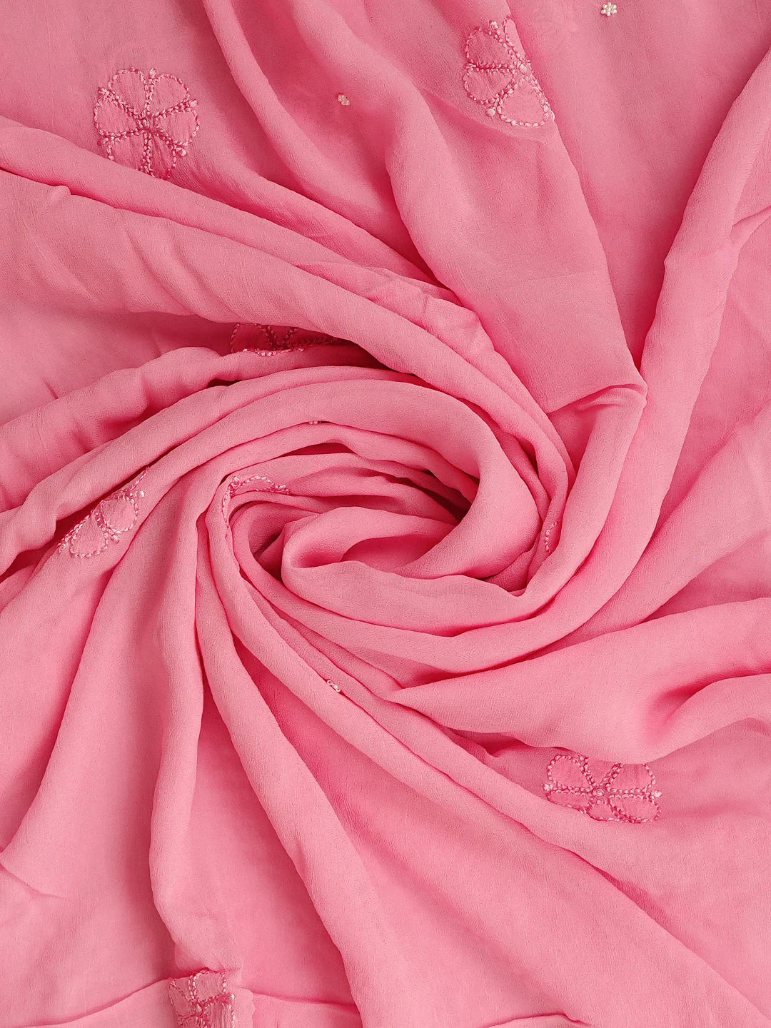 Ada Hand Embroidered Pink Viscose Georgette Lucknowi Chikankari Unstitched Kurta Dupatta Set With Cutdana Work 01A809974