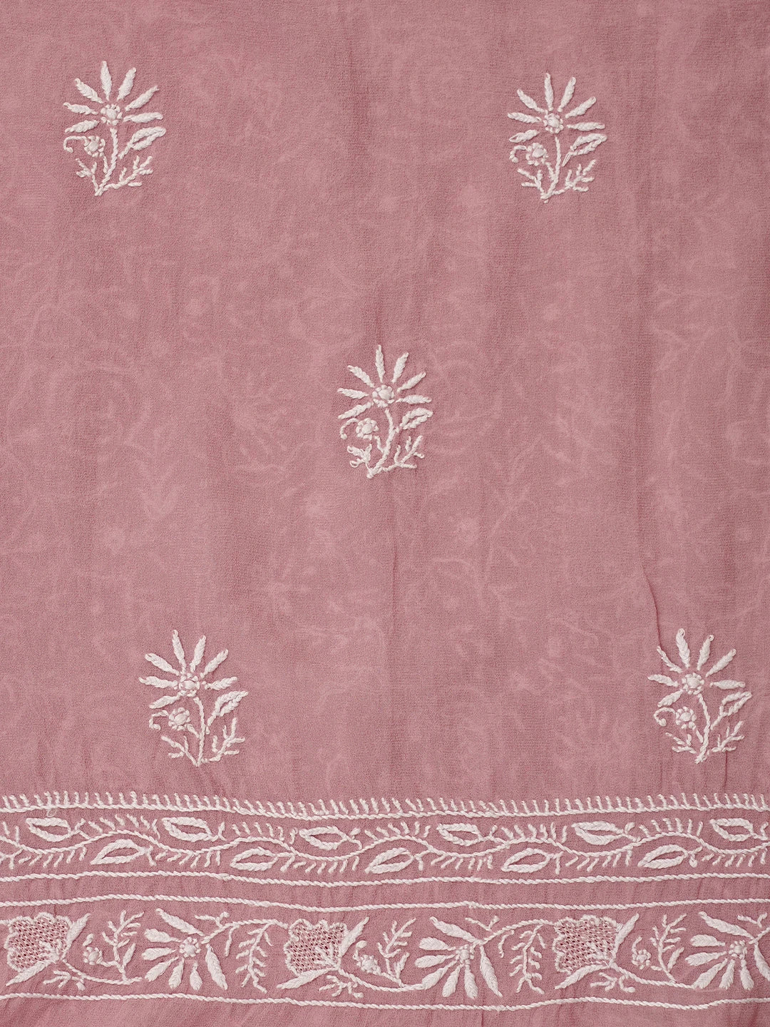 Ada Hand Embroidered Dusty Pink Pure Georgette Lucknowi Chikankari Unstitched Kurta Dupatta Set 01A844548