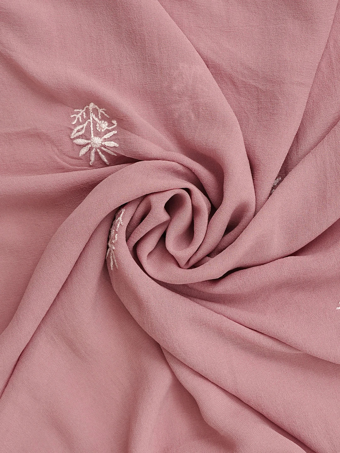 Ada Hand Embroidered Dusty Pink Pure Georgette Lucknowi Chikankari Unstitched Kurta Dupatta Set 01A844548
