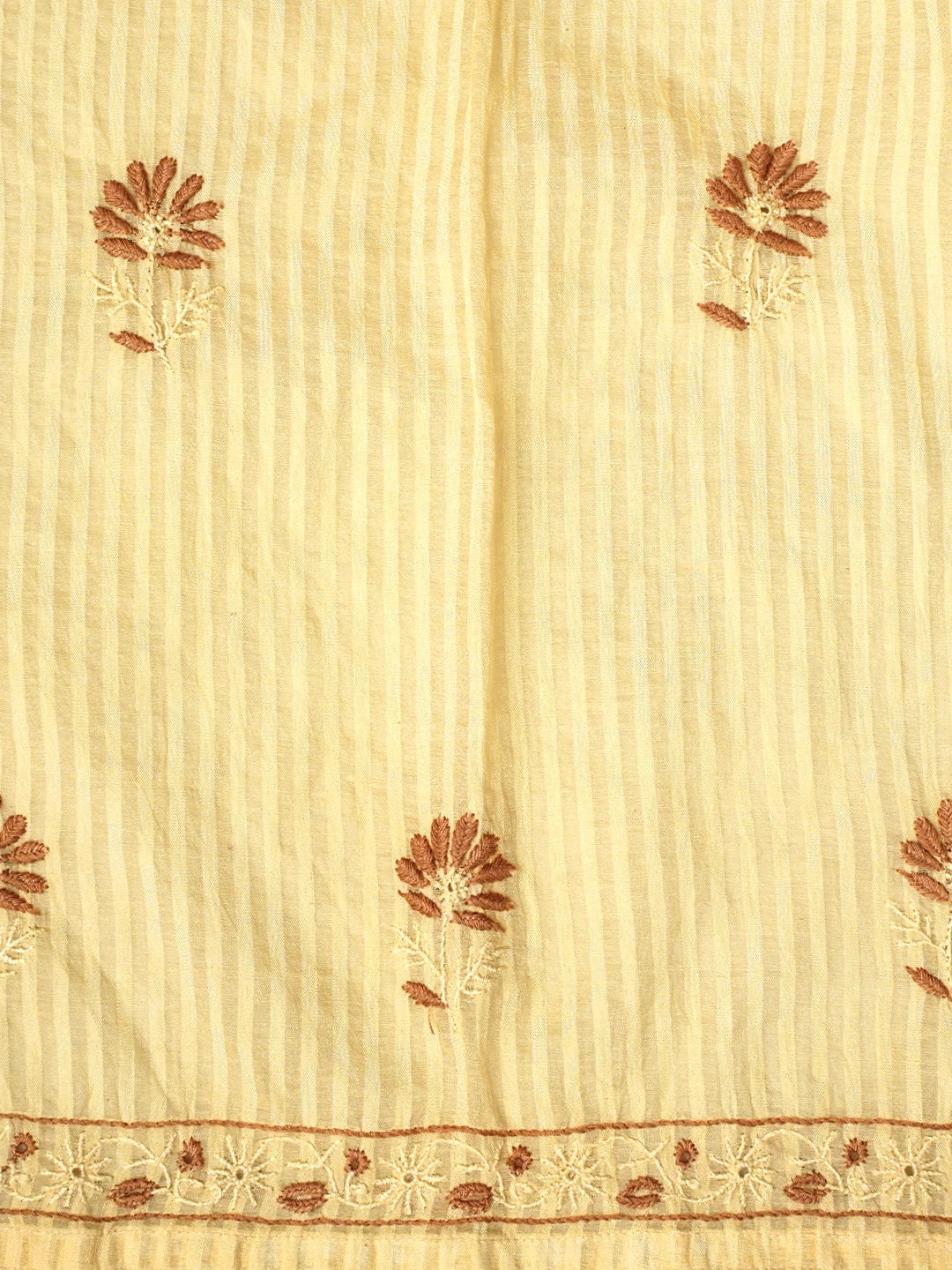 Ada Hand Embroidered Fawn Chanderi Lucknowi Chikankari Semi-Stitched Kurta Dupatta Set 01A125565