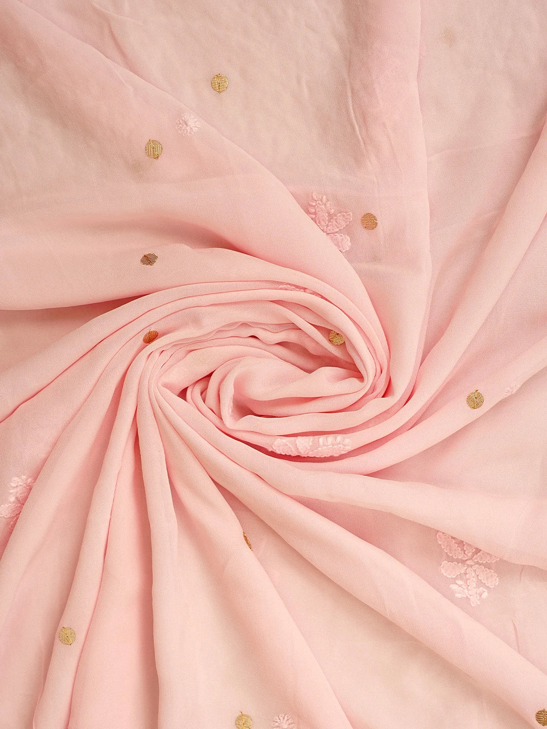 Ada Hand Embroidered Pink Viscose Georgette Lucknowi Chikankari Unstitched Kurta Dupatta Set With Gota Patti Work 01A962628