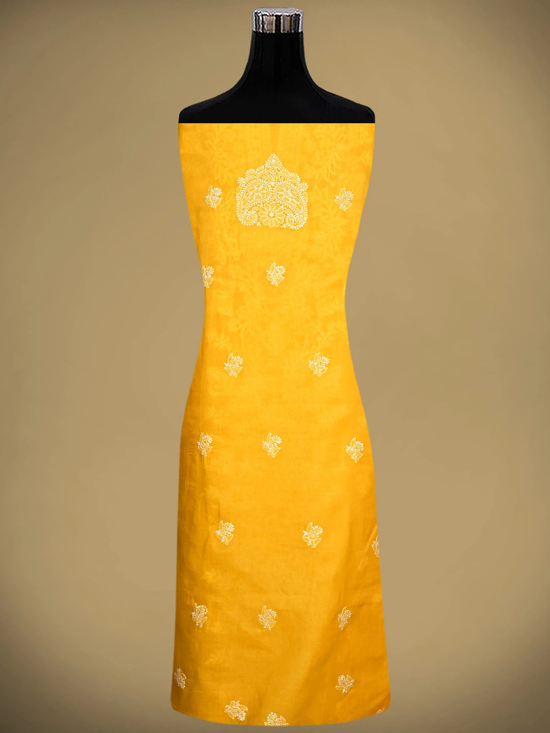 Ada Hand Embroidered Yellow Cotton Lucknowi Chikankari Unstitched Suit Piece 01A966769