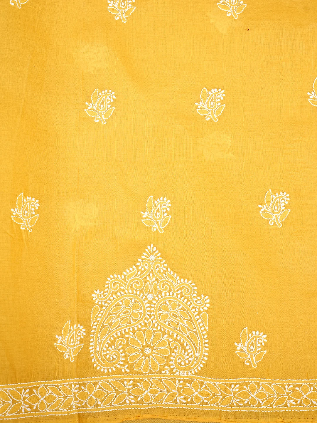 Ada Hand Embroidered Yellow Cotton Lucknowi Chikankari Unstitched Suit Piece 01A966769