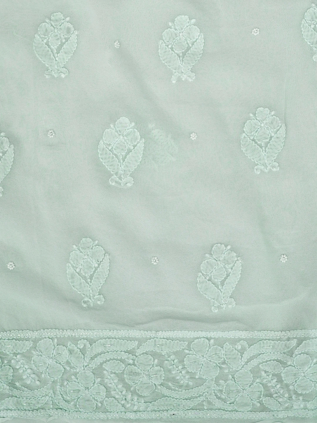 Ada Hand Embroidered Grey Viscose Georgette Lucknowi Chikankari Unstitched Kurta Dupatta Set With Cutdana Work 01A962567