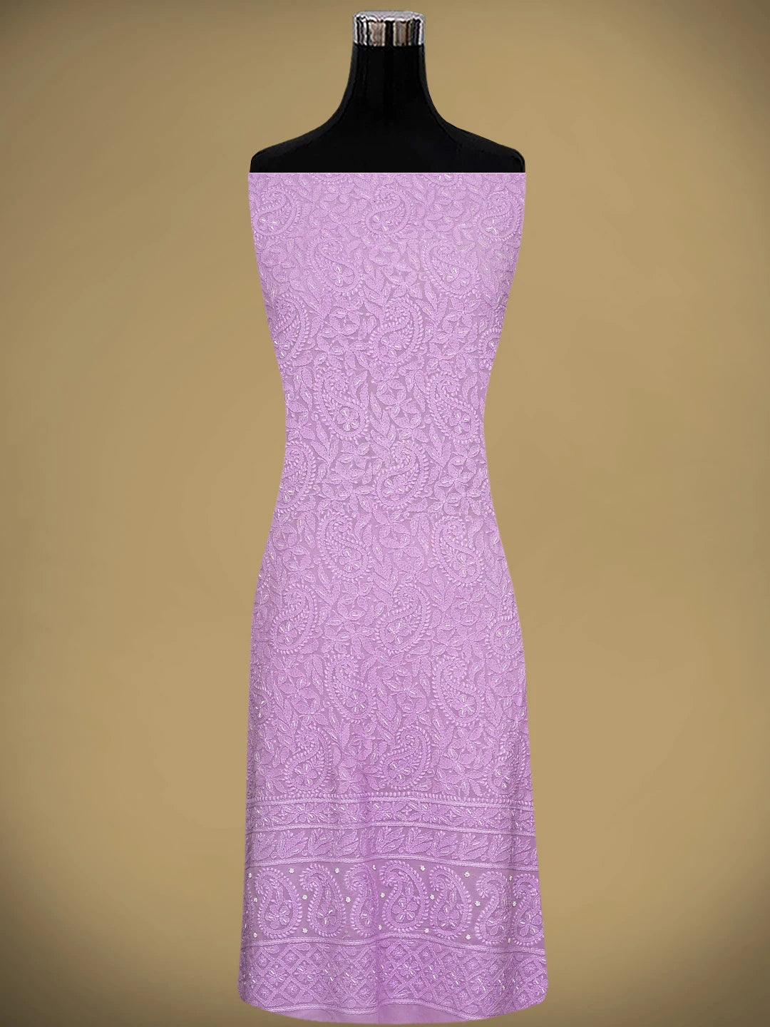 Ada Hand Embroidered Lavender Viscose Georgette Lucknowi Chikankari Unstitched Kurta Dupatta Set With Cutdana Work 01A962577