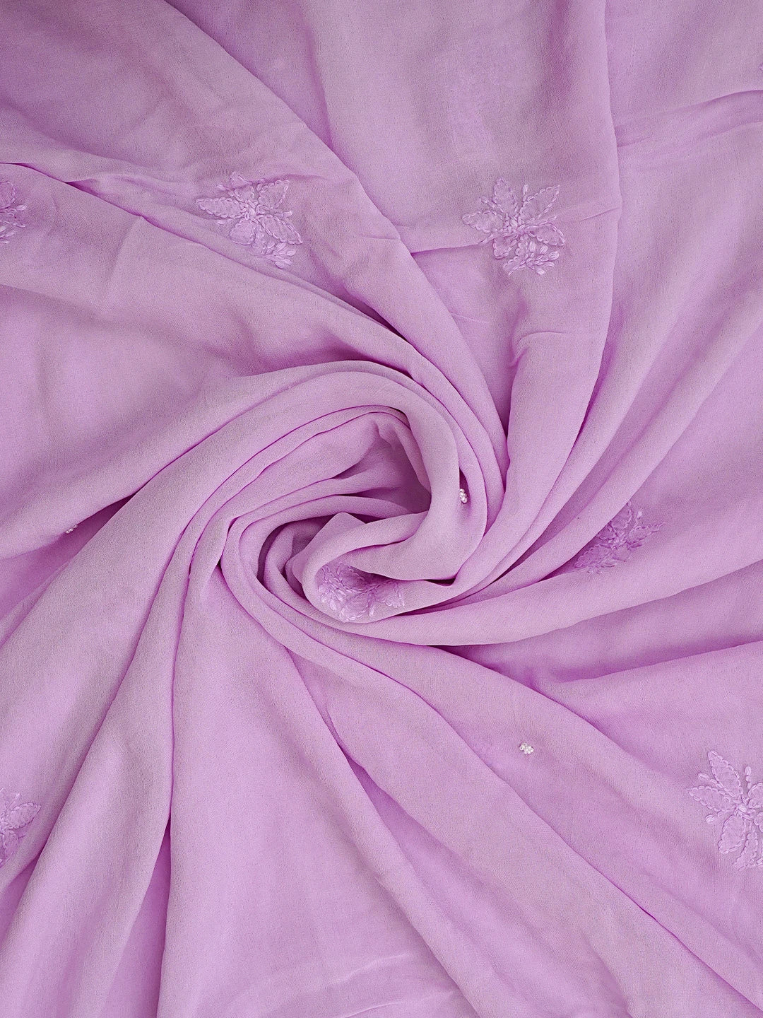 Ada Hand Embroidered Lavender Viscose Georgette Lucknowi Chikankari Unstitched Kurta Dupatta Set With Cutdana Work 01A962577