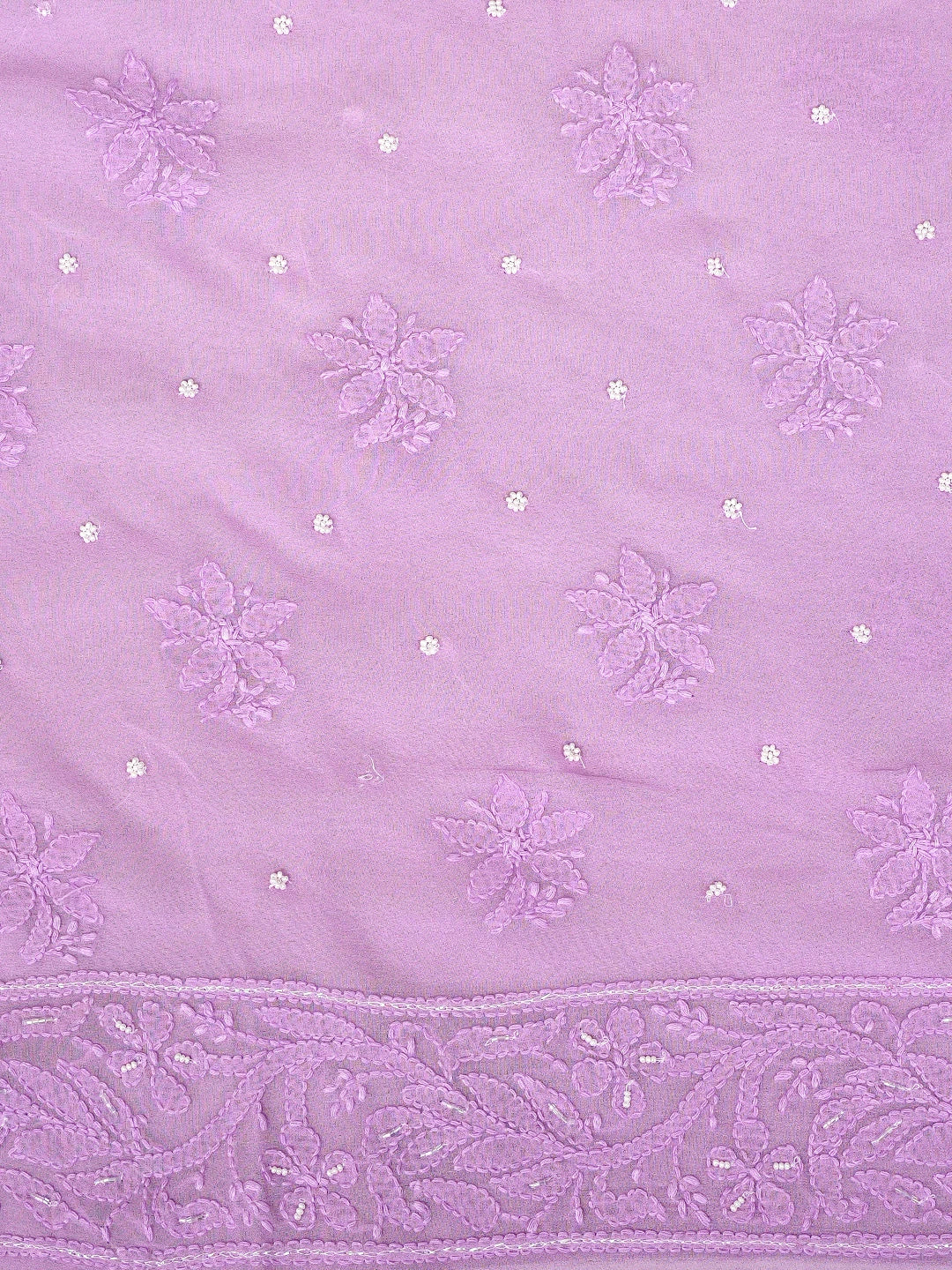 Ada Hand Embroidered Lavender Viscose Georgette Lucknowi Chikankari Unstitched Kurta Dupatta Set With Cutdana Work 01A962577