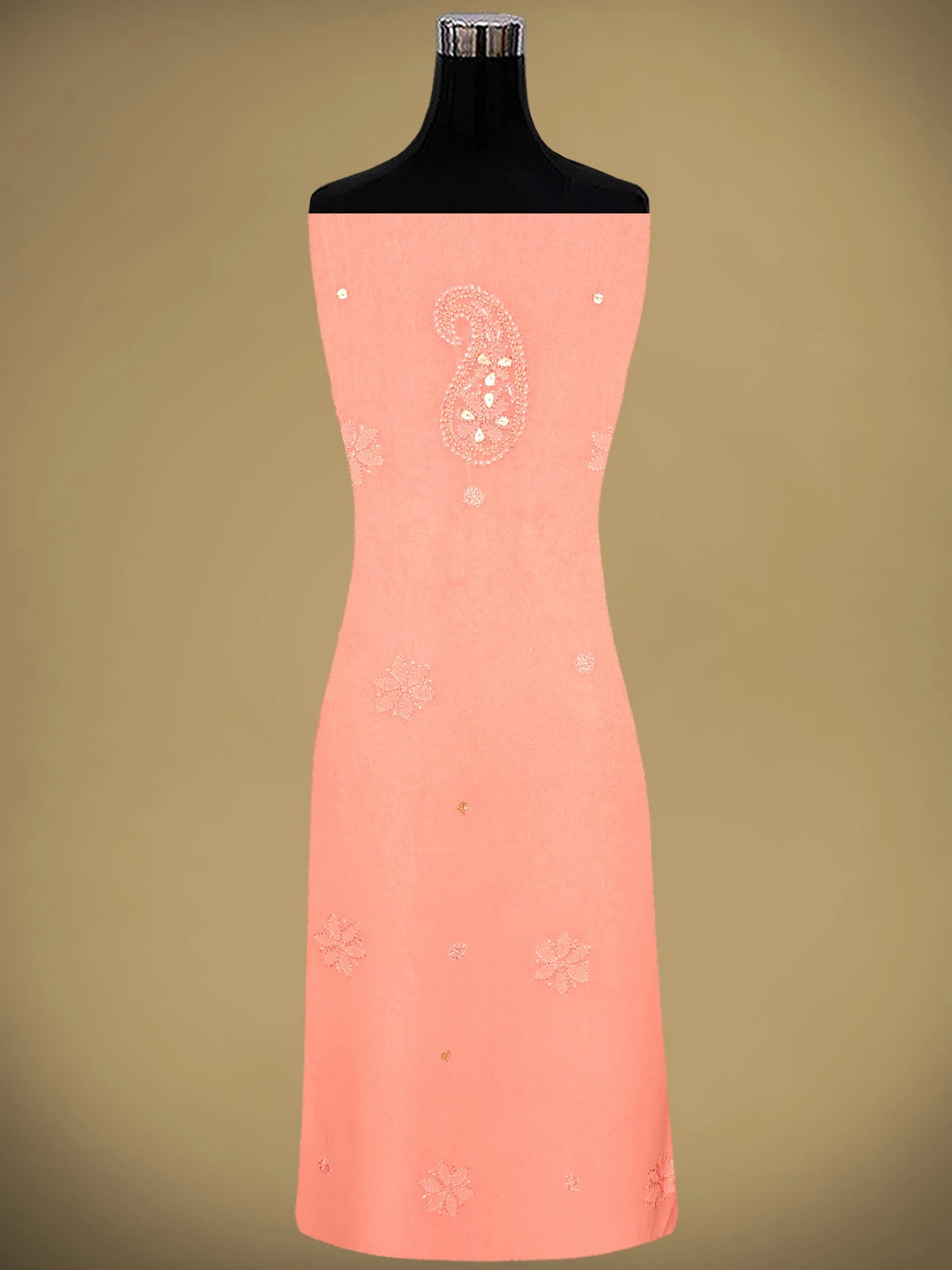 Ada Hand Embroidered Pink Viscose Georgette Lucknowi Chikankari Unstitched Kurta Dupatta Set With Gota Patti Work 01A962475