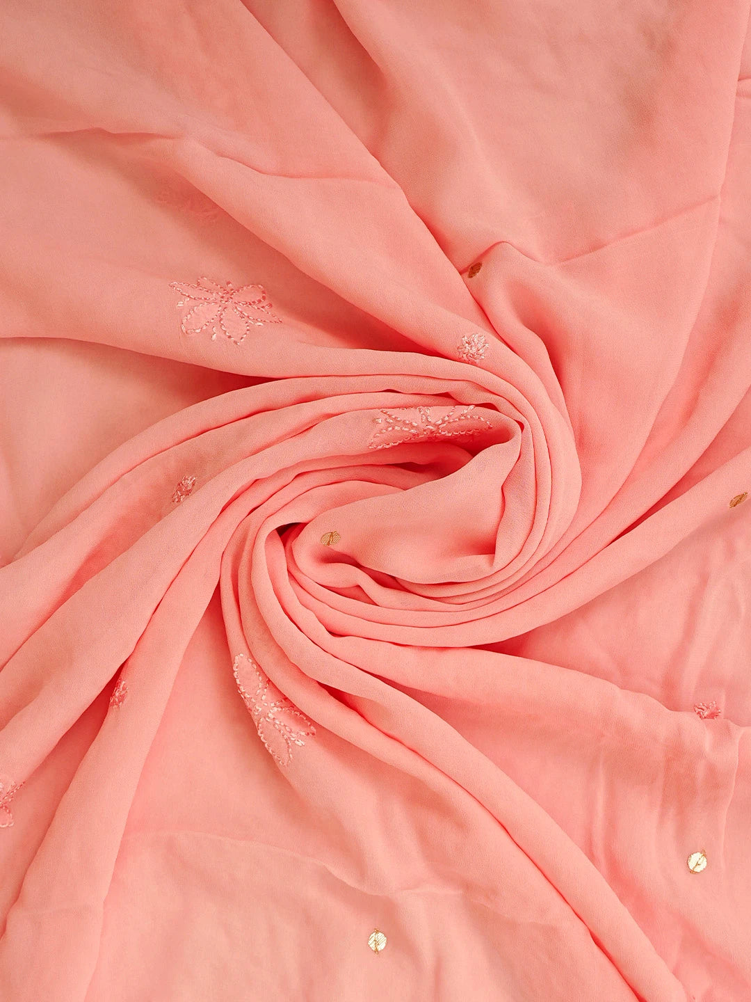 Ada Hand Embroidered Pink Viscose Georgette Lucknowi Chikankari Unstitched Kurta Dupatta Set With Gota Patti Work 01A962475