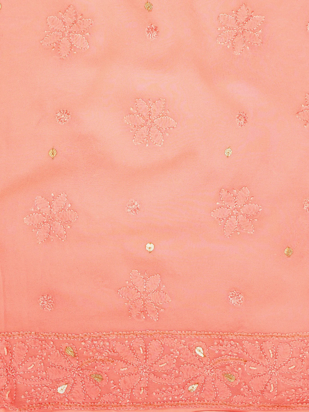 Ada Hand Embroidered Pink Viscose Georgette Lucknowi Chikankari Unstitched Kurta Dupatta Set With Gota Patti Work 01A962475