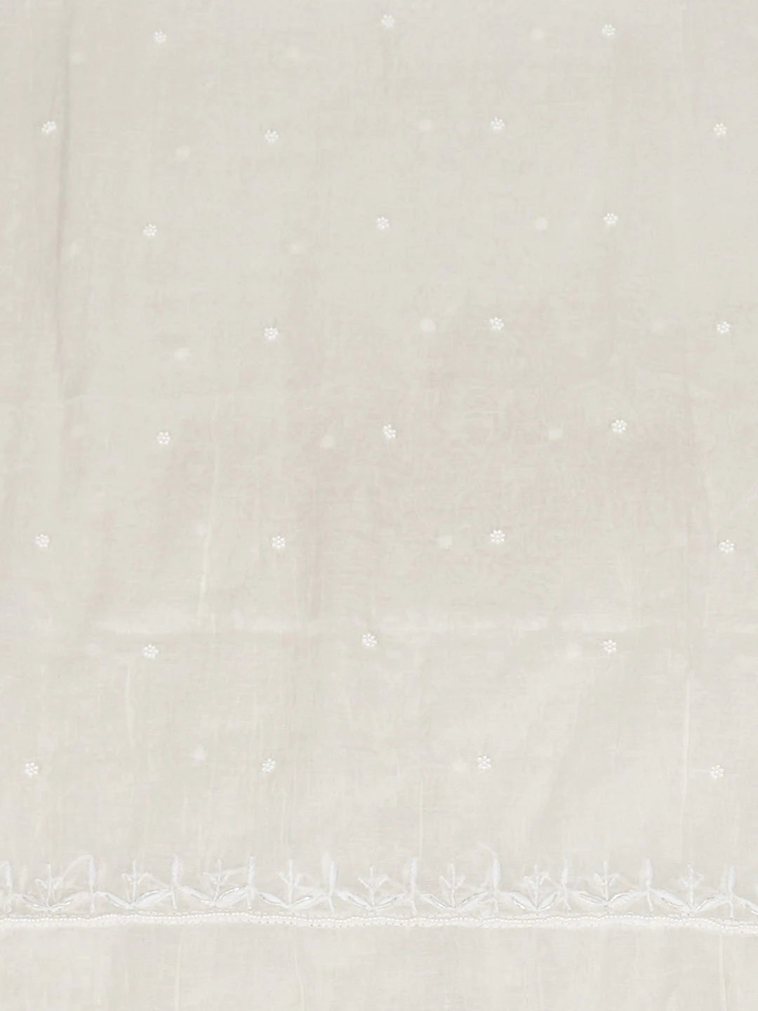 Ada Hand Embroidered White Chanderi Lucknowi Chikankari Unstitched Kurta Dupatta Set With Pearl Work 01A972765