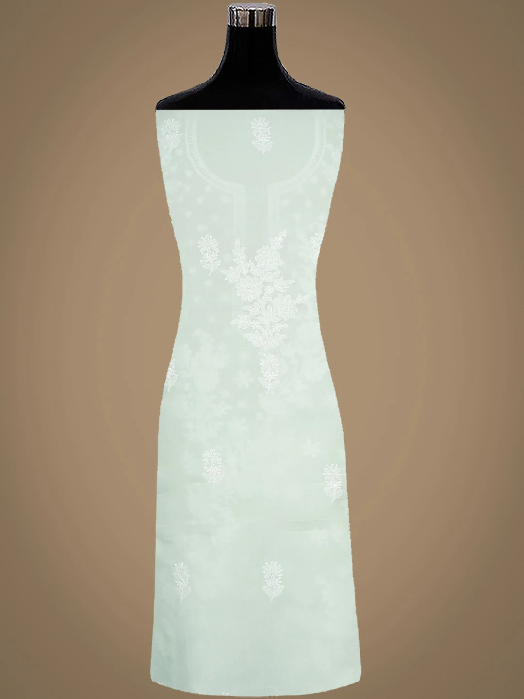 Ada Hand Embroidered Light Green Cotton Lucknowi Chikankari Unstitched Suit Piece with Cotton Dupatta 01A977444